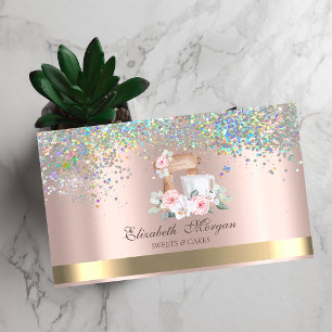 Elegante Mixer Blume Confetti Rose Gold Bäckerei Visitenkarte