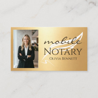 Elegante Mobile Notary Goldfeder Visitenkarte