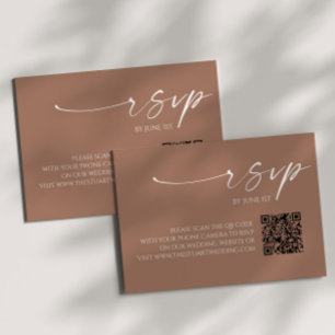 Elegante Mocha Mousse QR Code Wedding RSVP Card Karte