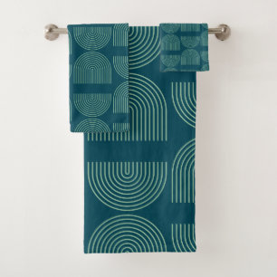 Elegante Mod Arch Lines in Aquamarinem Blau Badhandtuch Set