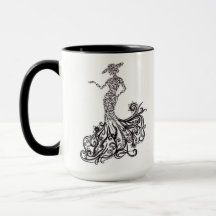 Elegante Mode-Dame-Silhouette-Linienkunst Zweifarb