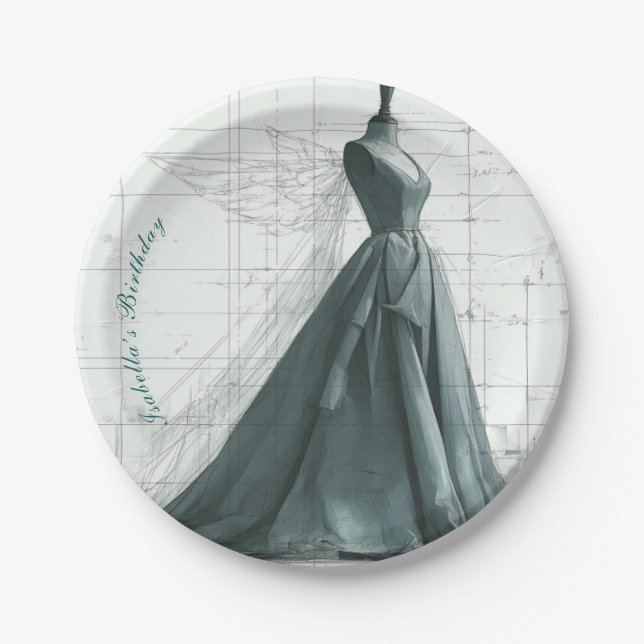 Elegante Mode Geburtstagspapierplatten – Parfüm  Pappteller (Vorderseite)