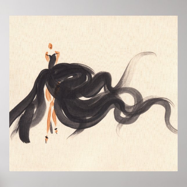 Elegante Mode: Wasserfarbenlady Poster (Vorne)