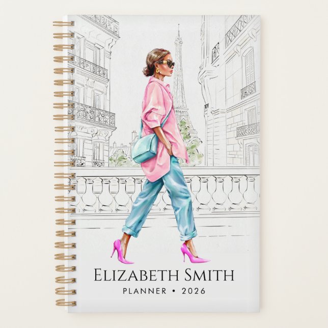 Elegante Modefrau Laufplanerin Planer (Vorderseite)
