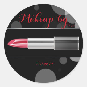 Elegante Moder Girly, Maskenbildnerin, roter Lippe Runder Aufkleber