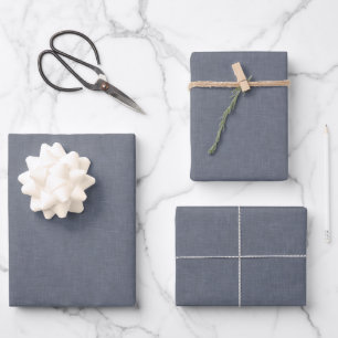 Elegante Modern Blue Gray Imitate Linen Geschenkpapier Set