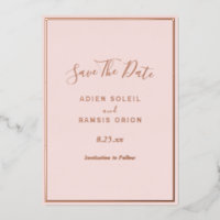 Elegante Modern Blush Rose Gold Save the Date Kart