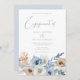 Elegante Modern Boho Blue Engagement Party Einladung