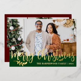 Elegante Modern Christmas Family Foto Collage Folien Feiertagskarte