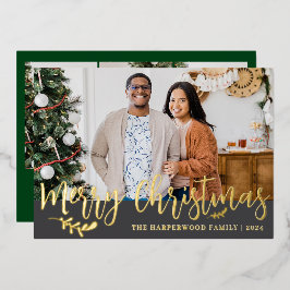 Elegante Modern Christmas Family Foto Collage Folien Feiertagskarte