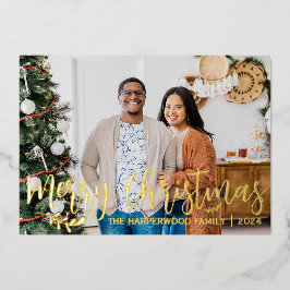 Elegante Modern Christmas Family Foto Collage Folien Feiertagskarte