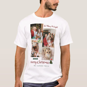 Elegante Modern Christmas Family Foto Collage T-Shirt