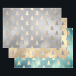 Elegante Modern Christmas Tree Patterns Geschenkpapier Set<br><div class="desc">Schöne Weihnachtsbaummuster in den Imitaten Gold,  Silber und Grün.</div>