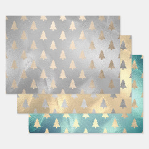 Elegante Modern Christmas Tree Patterns Geschenkpapier Set