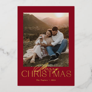 Elegante Modern Foil Foto Weihnachtskarte Folien Feiertagskarte
