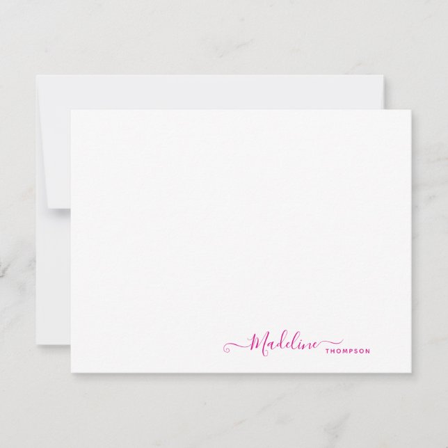 Elegante Modern Girly Script Magenta Mitteilungskarte (Vorderseite)