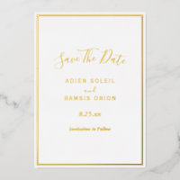 Elegante Modern Gold Foil Save the Date Karte
