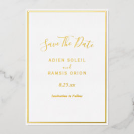 Elegante Modern Gold Foil Save the Date Karte