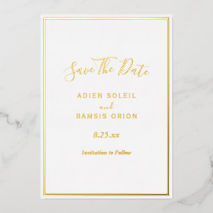Elegante Modern Gold Foil Save the Date Karte