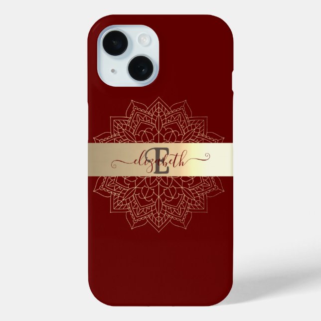 Elegante Modern Gold Streifen Floral Mandala Rot Case-Mate iPhone Hülle (Rückseite)