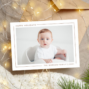 Elegante Modern Happy Holidays Fotokarte Feiertagskarte