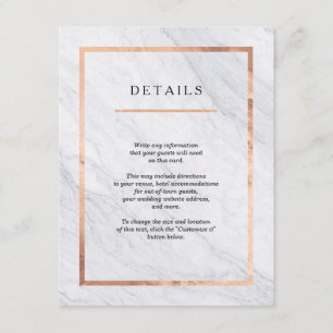 Elegante Modern Marble & Rose Gold Beilagen Karten