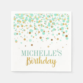 Elegante Modern Mint Gold Confetti Girl Serviette