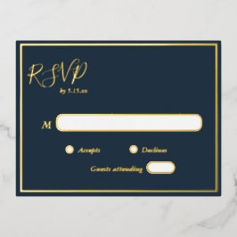 Elegante Modern Navy Gold Foil UAWG Postcard Folie Einladungspostkarte
