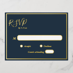 Elegante Modern Navy Gold Foil UAWG Postcard Folie Einladungspostkarte