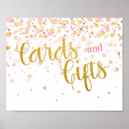 Elegante Modern Pink Gold Confetti Karten Geschenk Poster