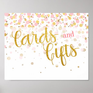 Elegante Modern Pink Gold Confetti Karten Geschenk Poster
