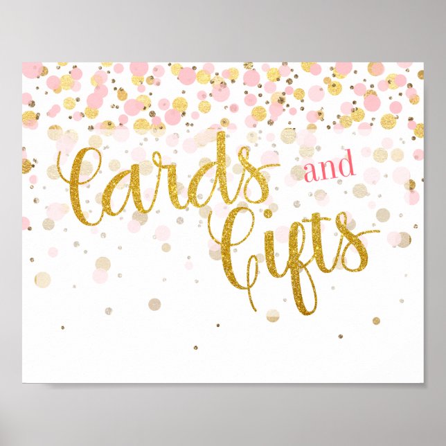 Elegante Modern Pink Gold Confetti Karten Geschenk Poster (Vorne)