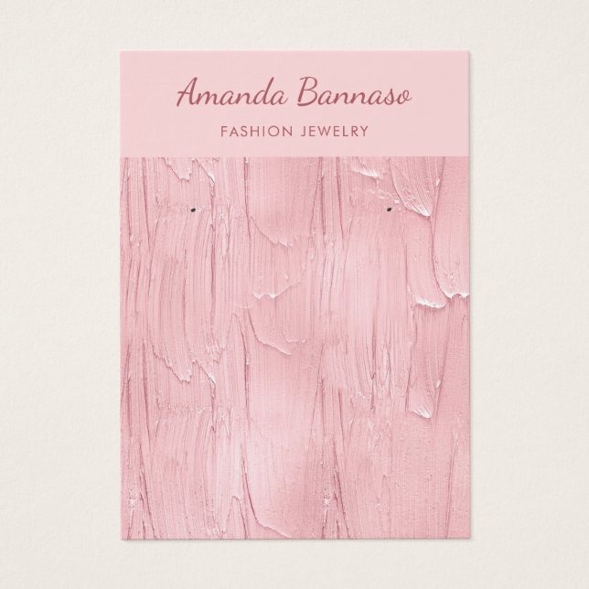 Elegante Modern rosa Schmuckkarte mit Ohrring (Vorderseite)