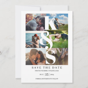 Elegante Modern Simple Foto Collage Name Initials Save The Date
