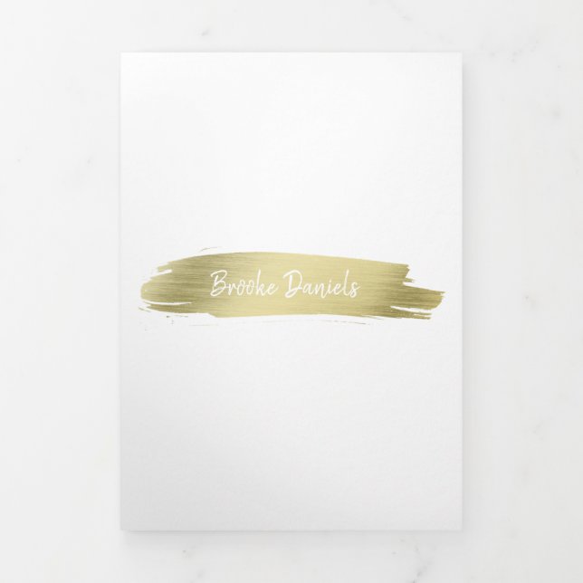 Elegante Modern Simple Salon Gold Trifold Broschür Dreifach Gefaltete Karte (Cover)