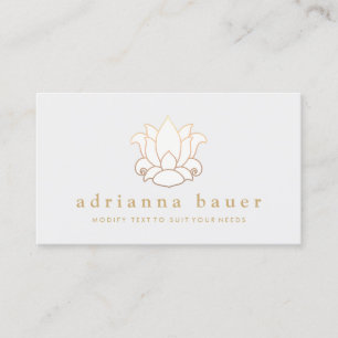 Elegante Modern White Lotus Blume Grau Visitenkarte
