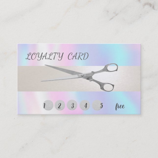 Elegante Modernb Scissors Holographic Loyalty Card Treuekarte