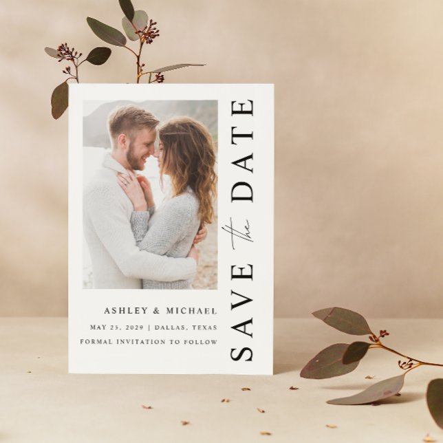 Elegante moderne 2-Foto Hochzeit retten das Datum Save The Date (Save Your Date in Style! Elegant & Personalizable Wedding Card. 💍💌 [Add Details])