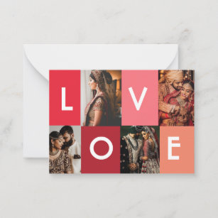 Elegante moderne 4 Collage Personalisierte Liebe H Mitteilungskarte