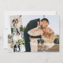 Elegante Moderne 5-Foto-Save the Date Hochzeit