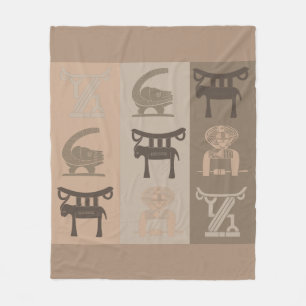 Elegante moderne abstrakte afrikanische Symbole Mo Fleecedecke