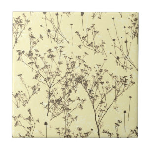 Elegante Moderne Abstrakte Blume Creme Beige Fliese