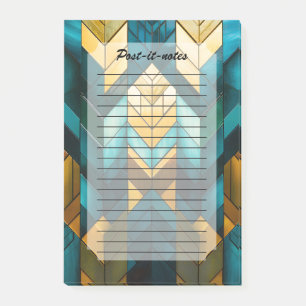 Elegante moderne abstrakte Gold-Teal-Geometrie Post-it Klebezettel