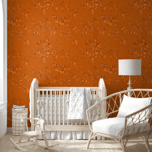 Elegante Moderne Abstrakte Kunst Rusty Orange Peac Tapete (Kinder)