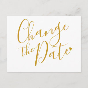 Elegante moderne Änderung des Datums Goldschrift Postkarte