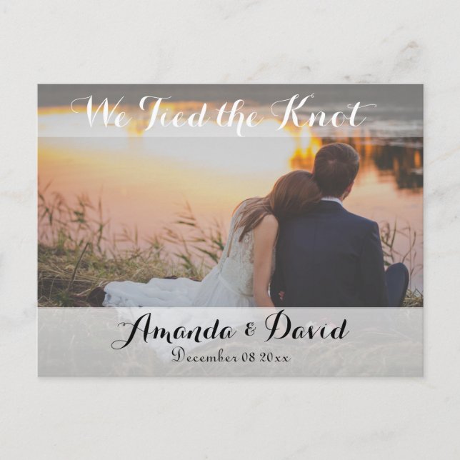 Elegante, moderne Ankündigung von Hochzeiten im Fo Postkarte (Vorderseite)