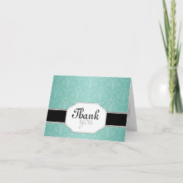 Elegante moderne Aquamarine Damask Dankeschön Kart Dankeskarte