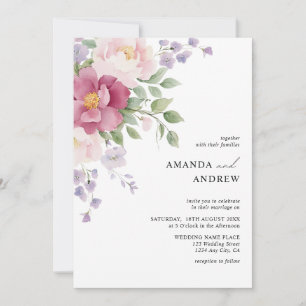 Elegante moderne Aquarell-Pfingstrosen-Hochzeit Einladung