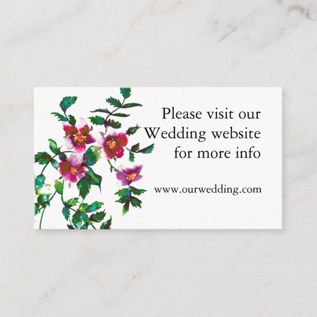 Elegante moderne Aquarellfarben, dunkelrosa Wildbl Begleitkarte (Vorderseite)