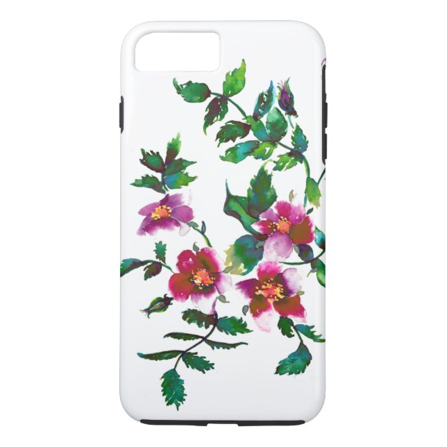 Elegante moderne Aquarellfarben, dunkelrosa Wildbl Case-Mate iPhone Hülle (Rückseite)